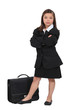 Girl dressed in black with a briefcase