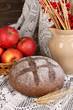 Rye bread on autumn composition background