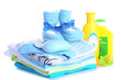 Pile of baby clothes isolated on white