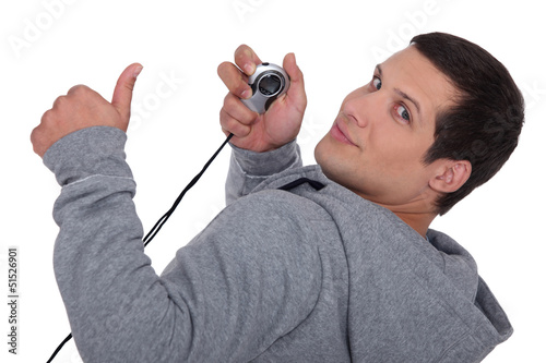 Photo: Young with webcam Young with webcam
