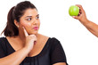 plus size woman thinking about going on diet