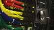 Servers full of data blinking