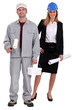 Tradesman and architect standing side by side