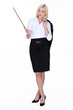 Businesswoman holding a conductor's baton