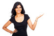smiling indian businesswoman presenting