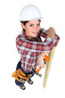High-angle shot of a female construction worker