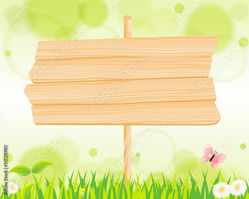 Vector: natural green background & wood sign Vector natural green background & wood sign Vector