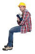 Man sat with band-saw