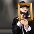 Photo: fine art buyer studying picture in modern gallery fine art buyer studying picture in modern gallery