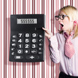 Business woman holding money savings calculator