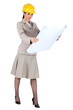 Photo: A female architect checking her plans. A female architect checking her plans.