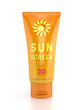 Sunscreen tube isolated on white