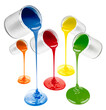 Photo: colorful liquid paints poured out isolated colorful liquid paints poured out isolated