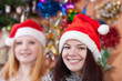 Happy girls celebrating Christmas
