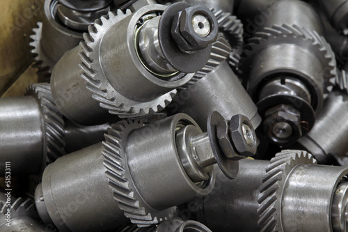 Photo: Mechanical equipment gear in a factory, closeup of pictures Mechanical equipment gear in a factory, closeup of pictures