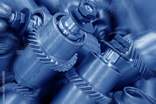 Photo: Mechanical equipment gear in a factory, closeup of pictures Mechanical equipment gear in a factory, closeup of pictures