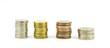 stacks of coins step thai baht on white background