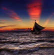 Photo: Tropical sunset with sailboat, Boracay, Philippines Tropical sunset with sailboat, Boracay, Philippines
