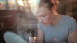 Video: Portrait of a beautiful girl applying mascara to her eyelashes. Portrait of a beautiful girl applying mascara to her eyelashes.