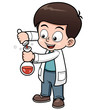 Vector illustration of Little Scientist holding test tube
