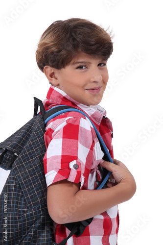 Photo: portrait of schoolboy with satchel portrait of schoolboy with satchel