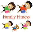 Family fitness with exercise ball 2