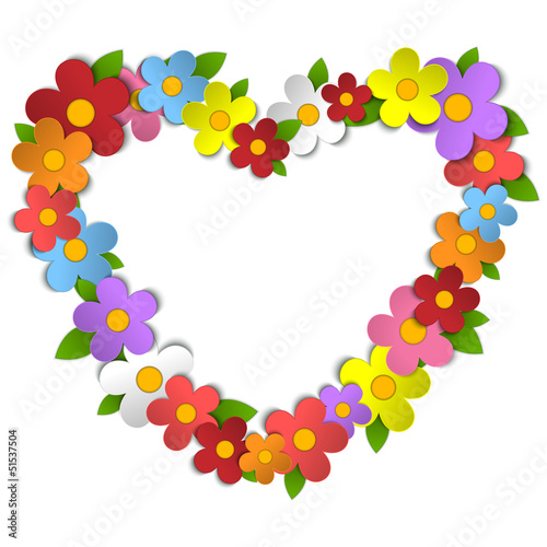 Vector: Flower Heart Bouquet Spring Background Flower Heart Bouquet Spring Background
