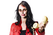 Foto: Zombie girl cold calling with dead phone Zombie girl cold calling with dead phone