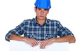 Builder looking upset