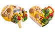 Food in a shape of a brain and heart on white background