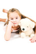 The girl with a toy puppy