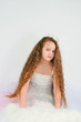 The beautiful girl with long hair