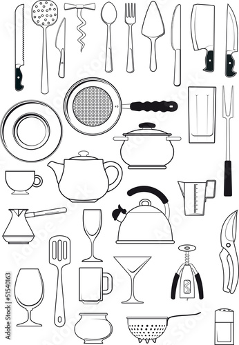 Vector: set of kitchen utensils set of kitchen utensils