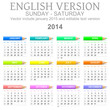 Sunday to saturday 2014 calendar with crayons english vector