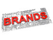 word cloud brands over white background