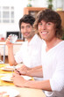 two friends having dinner