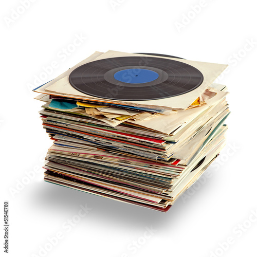 Photo: Vinyl records with shaddow on white background Vinyl records with shaddow on white background