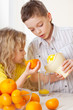 Children with oranges
