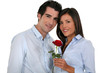 Couple with a red rose