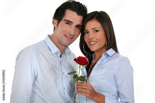 Photo: Couple with a red rose Couple with a red rose