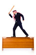 Arab businessman hitting with baseball bat