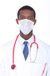 Young African doctor wearing face mask