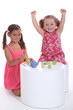 little girls playing at tea parties