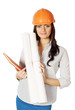 woman with working drawing