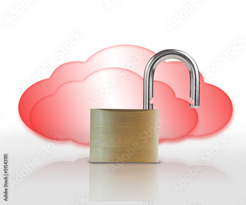 Photo: Unlocked padlock in front of red clouds Unlocked padlock in front of red clouds