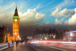 Beautiful colors of Big Ben from Westminster Bridge at Sunset -