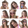 Collage of a woman with hat and sunglasses