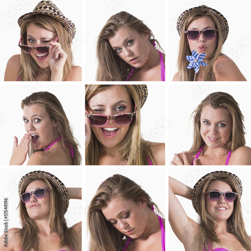 Photo: Collage of a woman with hat and sunglasses Collage of a woman with hat and sunglasses