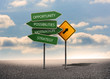 Group of signposts with business terms