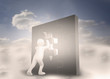 Human character resolving a puzzle